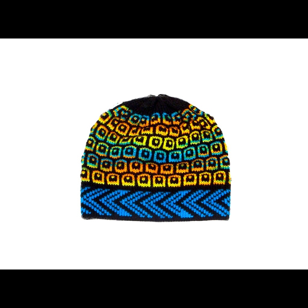 Beanie Alpaca Knit Squares Dots Multicolored Adult
